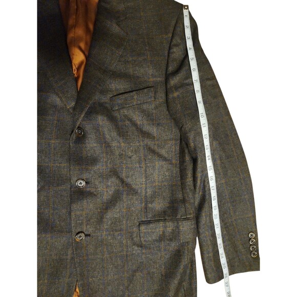 Jack Victor Plaid Blazer Mens 44L Brown Wool Academia Old Money Preppy Office - Picture 8 of 9